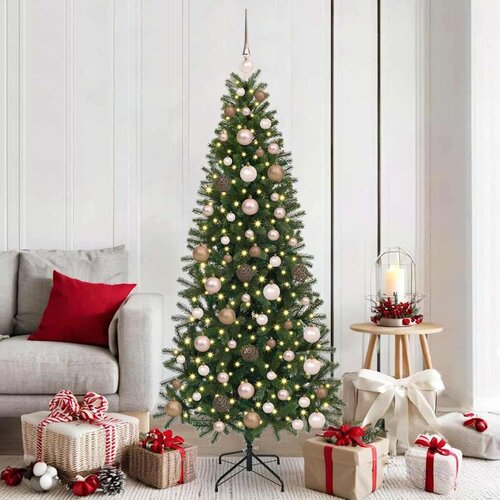vidaXL Umestno božično drevo med 300 LED Zelena 180 cm PE in PVC Cene