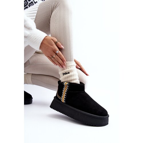 Boto Platform Snow Boots with Pattern Black Udra Cene