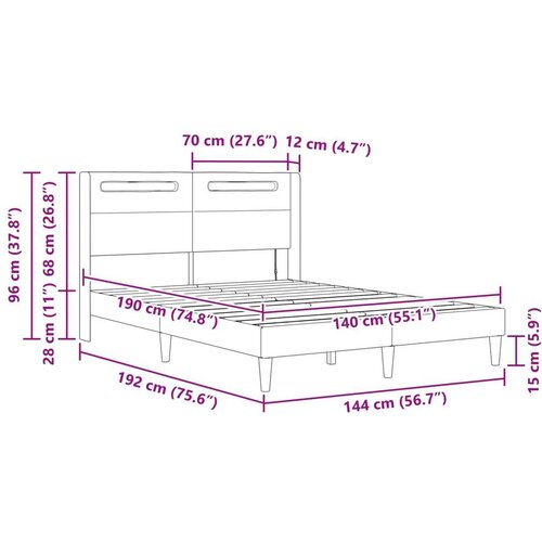  Okvir za krevet Bijela 140 x 190 cm Umjetna koža - Bijela 140 x 190 cm Cene