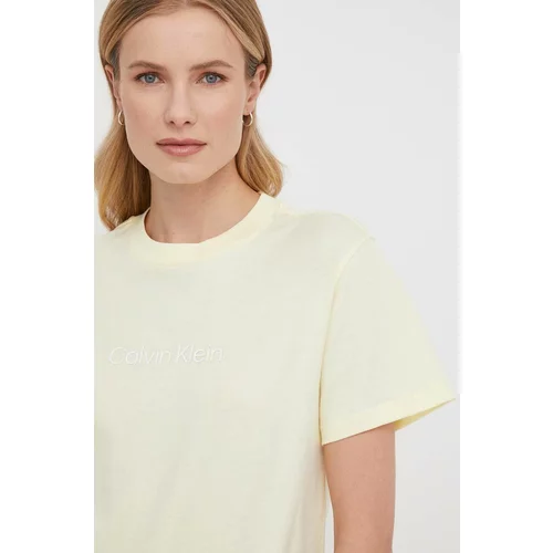 Calvin Klein Bombažna kratka majica ženski, rumena barva