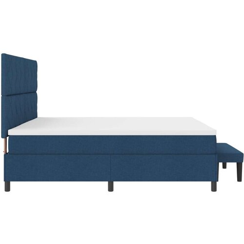 vidaXL Krevet s box springom  madracem i klupom u plavoj boji 200x200 cm od tkanine Cijene