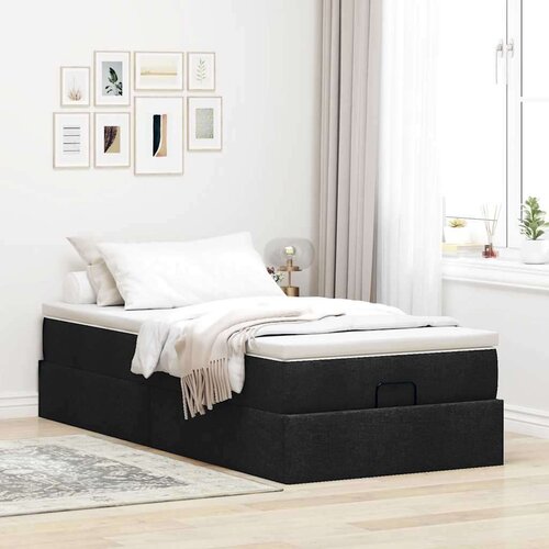 VidaXL Otomanski okvir kreveta s madraca crni 90x190cm od tkanine Slike