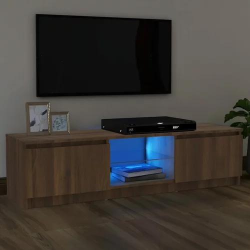vidaXL TV omarica z LED lučkami rjavi hrast 120x30x35,5 cm