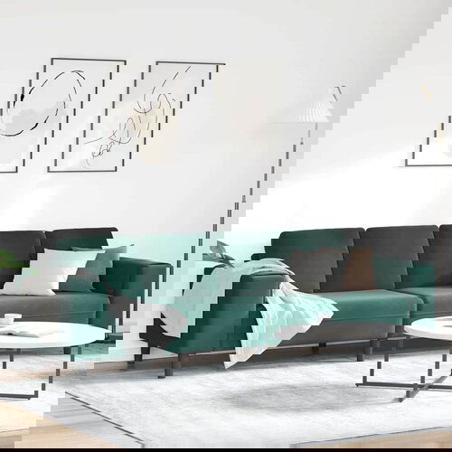 vidaXL Kavčna garnitura Temno zelena Žamet Cene