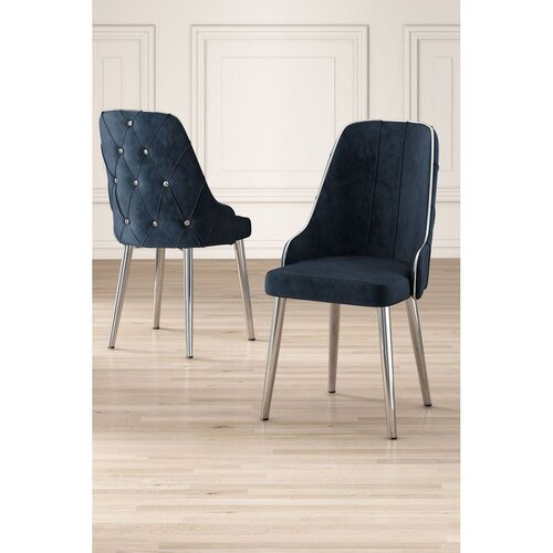 Hanah home set trpezarijskih stolica Krax 2 kom, antracit tkanina Babyface, hromirane metalne noge Slike
