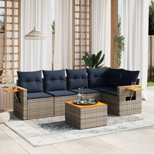 vidaXL 6-dijelni set vrtnih sofa od poliratana s jastucima sivi Cijene