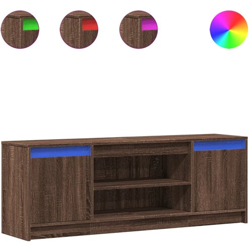 Maison Chic TV omarica - TV stojalo - Televizijska omarica LED rjavi hrast 139,5x34x50 cm inženirski les, (21700548) Slike