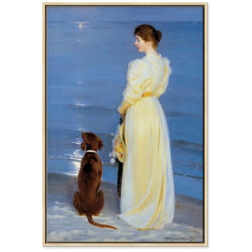  Slika - Peder Severin Kroyer &amp;ndash; Summer Evening in Skagen 60x90 U prirodnom drvenom okviru Slike