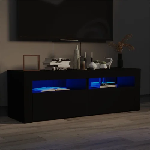 The Living Store TV omarica z LED lučkami črna 120x35x40 cm - TV Omarica, (21375484)