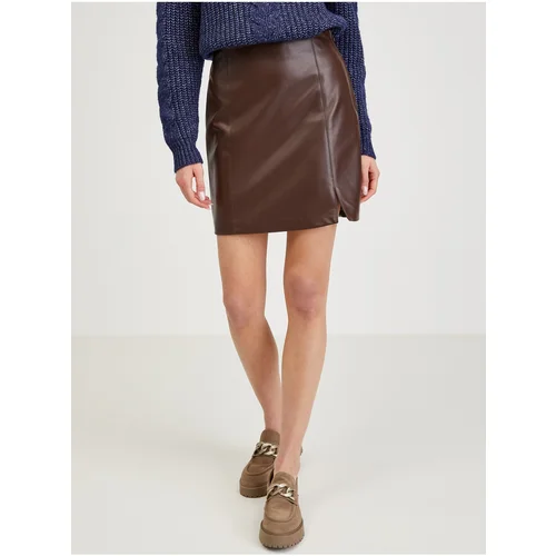 Orsay Brown leatherette skirt - Ladies