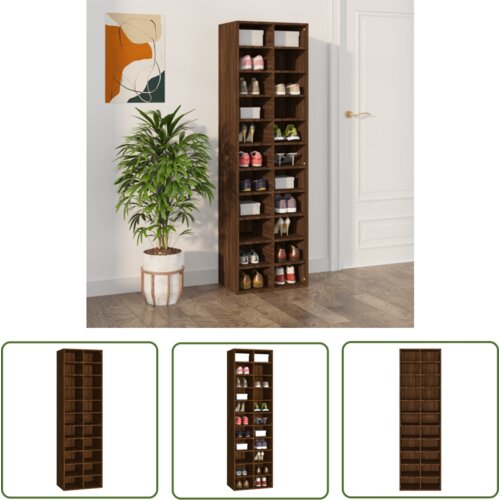 The Living Store Omarica za čevlje rjavi hrast 54x34x183 cm konstruiran les - Omara Za Čevlje, (21744450) Cene