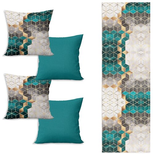 Minimalist Cushion Covers Namizni tekač in komplet 4 prevlek za blazine Optic - Minimalist Cushion Covers Cene
