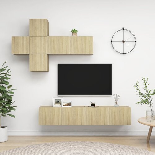  7-dijelni set TV ormarića boja hrasta sonome konstruirano drvo Slike