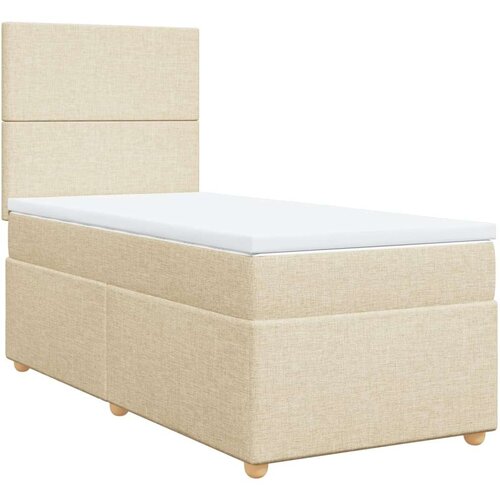 VidaXL Krevet s oprugama i madracem krem 90 x 200 cm od tkanine Slike