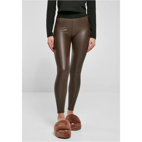 UC Curvy Ladies Faux Leather High Waist Leggings brown