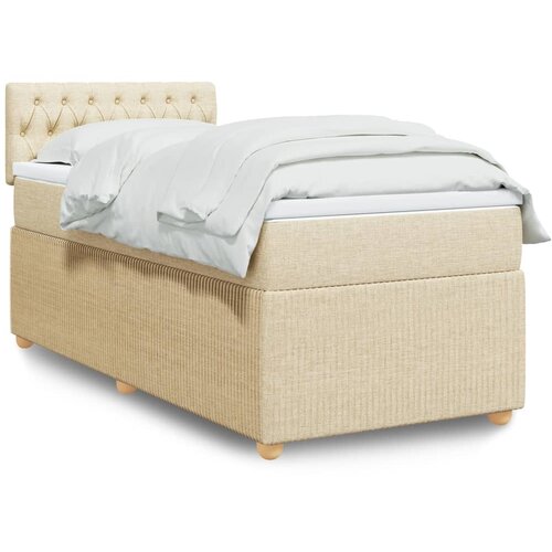 vidaXL Box spring postelja z vzmetnico krem 90x200 cm blago Cene