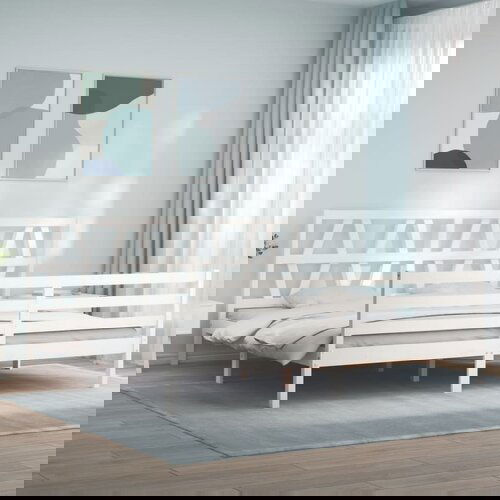 vidaXL Okvir za krevet s uzglavljem bijeli 200x200 cm od masivnog drva Cijene