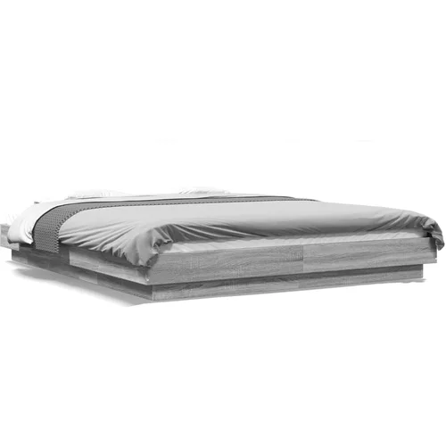 vidaXL Okvir za krevet s LED svjetlima boja hrasta 150 x 200 cm drveni