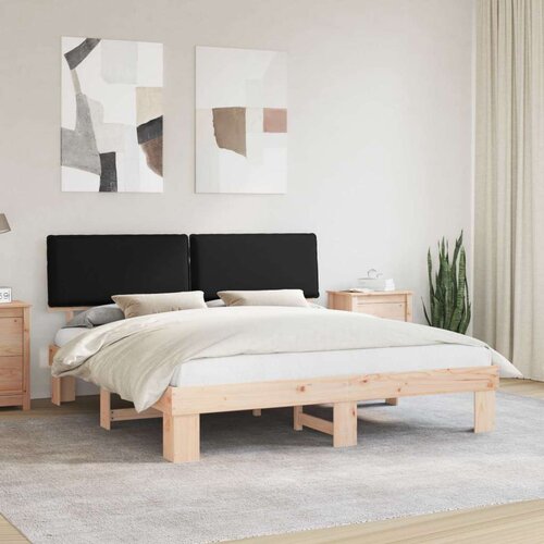  Krevetni okvir s tapiciranim uzglavljem Crna 180 x 200 cm Cene