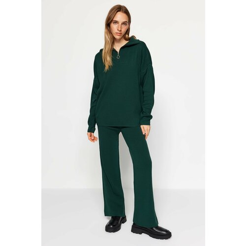 Trendyol Emerald Green Wide fit Knitwear Top and Bottom Set Cene