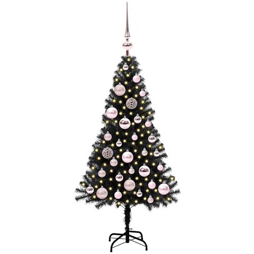 VidaXL Božićno drvce s 150 LED svjetlima s stalakom Crna 120 cm PVC Slike