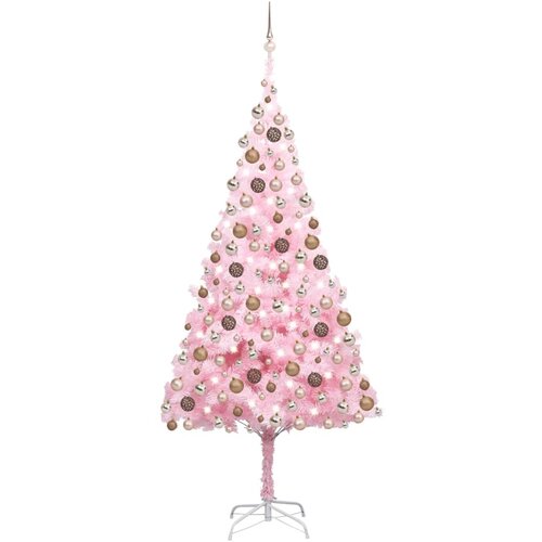 VidaXL umjetno božićno drvce LED s kuglicama ružičasto 240 cm PVC Slike