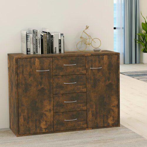 vidaXL Komoda dimljeni hrast 88x30x65 cm inženirski les Cene