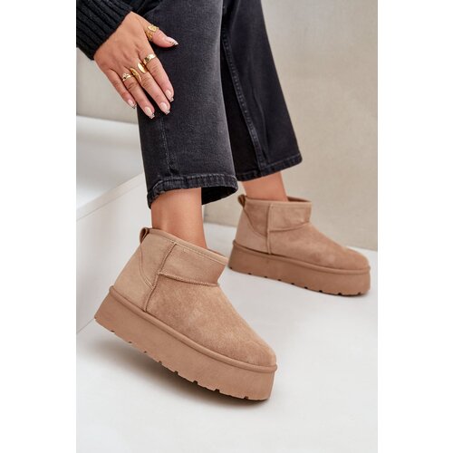  Womens Snow Boots On Platform Dark Beige Ninala Slike