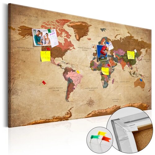  Slika na plutenoj podlozi - World Map: Brown Elegance 120x80 Cijene
