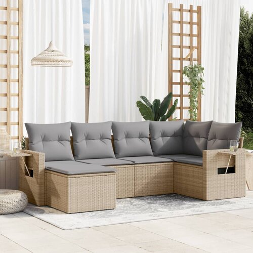vidaXL 6-dijelni set vrtnih sofa s jastucima bež od poliratana Cijene