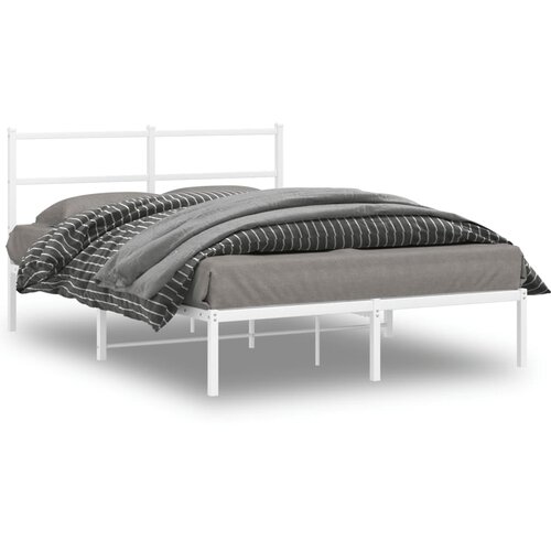 VidaXL Metalni okvir za krevet s uzglavljem bijeli 140 x 200 cm Slike