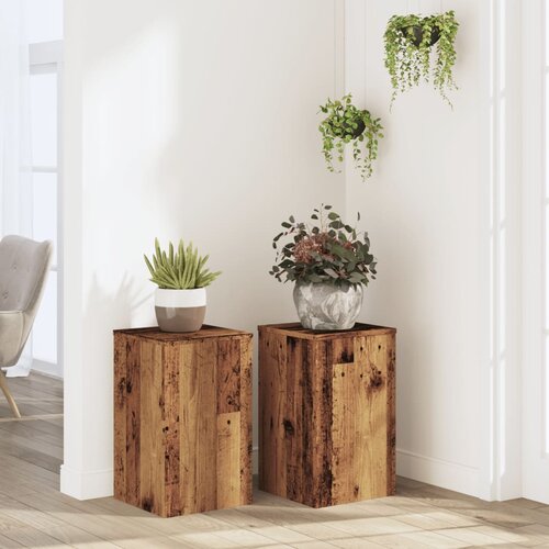 vidaXL Stojalo za rastline 2 kosa starinski les 30x30x50 cm inž. les Cene