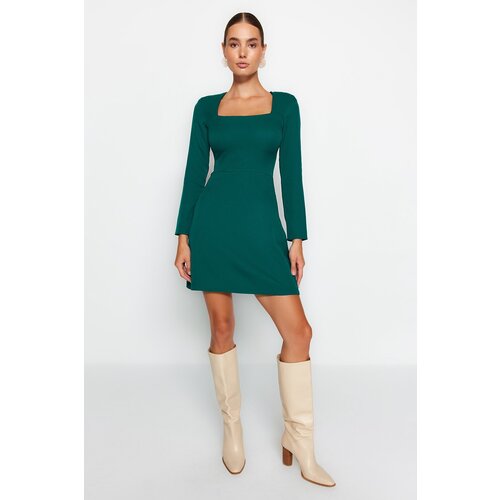 Trendyol Emerald Green Square Collar Mini Woven Dress Slike