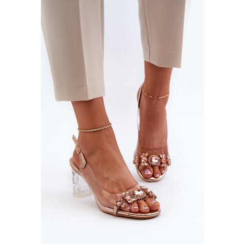 Kesi Elegant high-heeled sandals with embellishments, rose gold D&A Cene