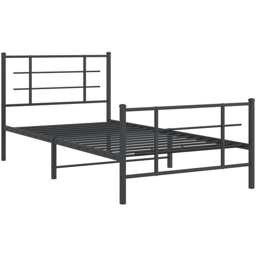 vidaXL Metalni okvir kreveta uzglavlje i podnožje crni 107x203 cm Cene