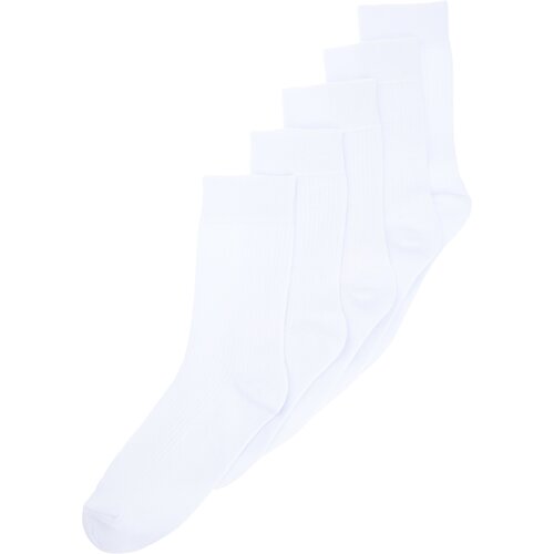 Trendyol white men's 5 pack cotton textured college-tennis-medium size socks Slike
