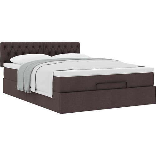 VidaXL otomanski okvir kreveta s madraca tamnosmeđi 140x200cm tkanine Slike