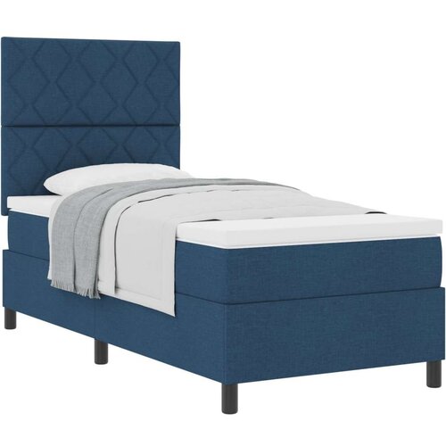 VidaXL Box Spring Krevet s Madracem Plave Boje Jednostruki Tkanina Slike
