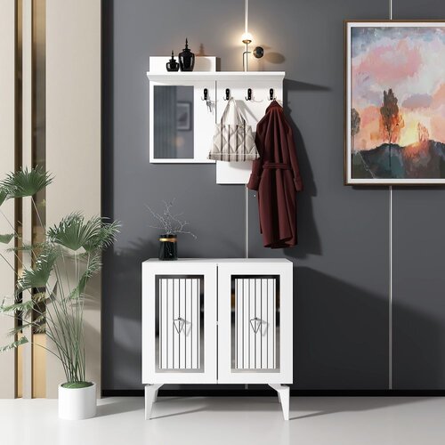 Woody Fashion masal - white, silver whitesilver hall stand Slike