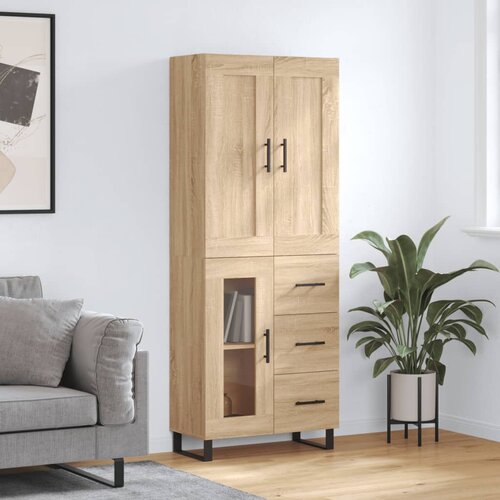 VidaXL Visoka komoda sonoma hrast 69,5x34x180 cm inženirski les Slike