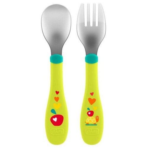 Olimp Sport Chicco metalne kašika i viljuška 18M+ Zelena Cene