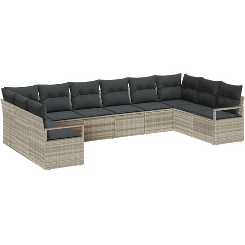  10-dijelni vrtni kauč set s jastučićima svijetlosivog poli ratana  dvosedni vrtni kauč s skladištem i jastučićima sivog poli rat Cijene