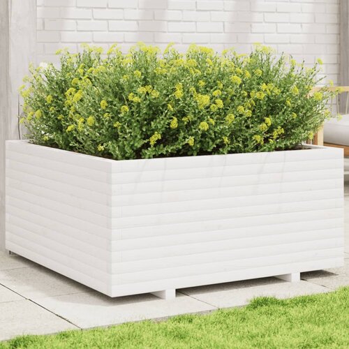 VidaXL Vrtno cvetlično korito belo 100x100x49,5 cm trdna borovina Slike