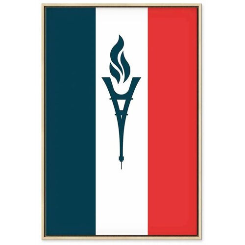  Slika - Torch Against the Backdrop of the French Flag 80x120 U prirodnom drvenom okviru Slike