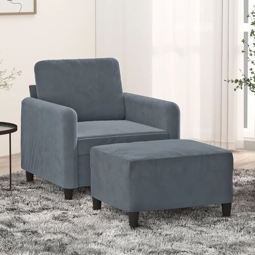  The Living Store Fotelj s stolčkom za noge temno siv 60 cm žamet - Kavč S Stolčkom Za Noge, (21447961) Cene