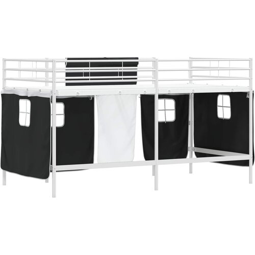  Krevet na kat za djecu s zavjesama Bijela i crna 80 x 200 cm Slike