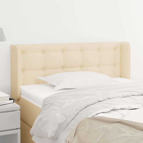  Vzglavje z u&amp;scaron;esi krem 103x16x78/88 cm blago, (20738631) Slike