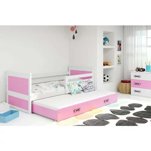 BMS Group Otroška postelja Rico z dodatnim ležiščem - 80x190 cm - bela/roza