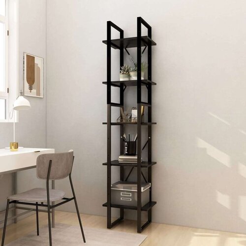 vidaXL ormarić za knjige s 5 razina crni 40 x 30 x 175 cm od borovine Cijene