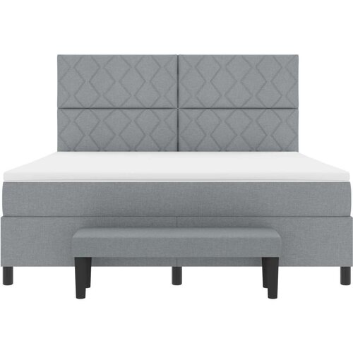 VidaXL svijetlosivi Krevet s Madracem i Klupicom 180x200 cm od Tkanine Slike